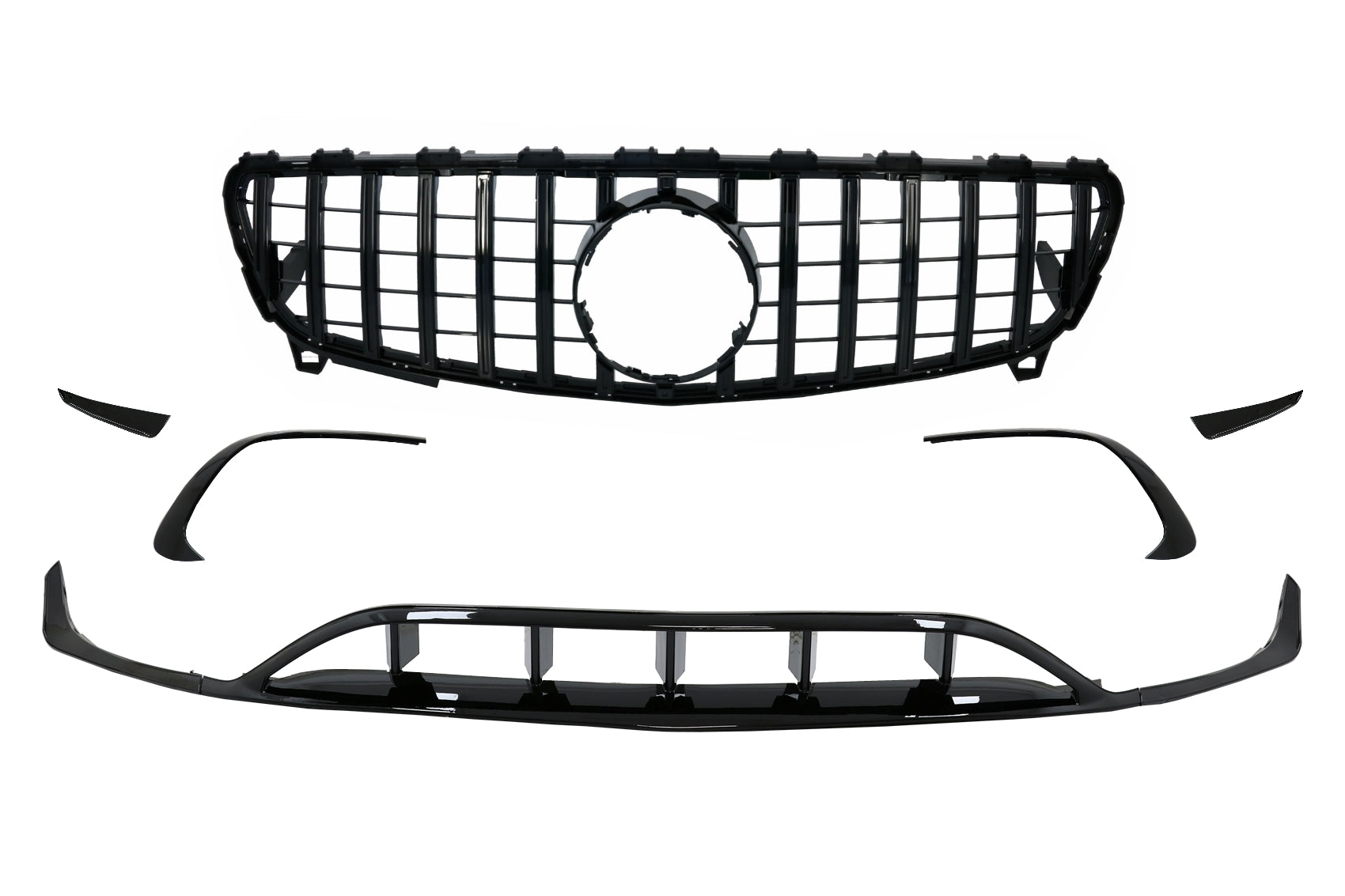Frontsplitter Gitter für Mercedes A W176 Facelift AMG Line 09.2015-2018 Schwarz CarPartsTuning