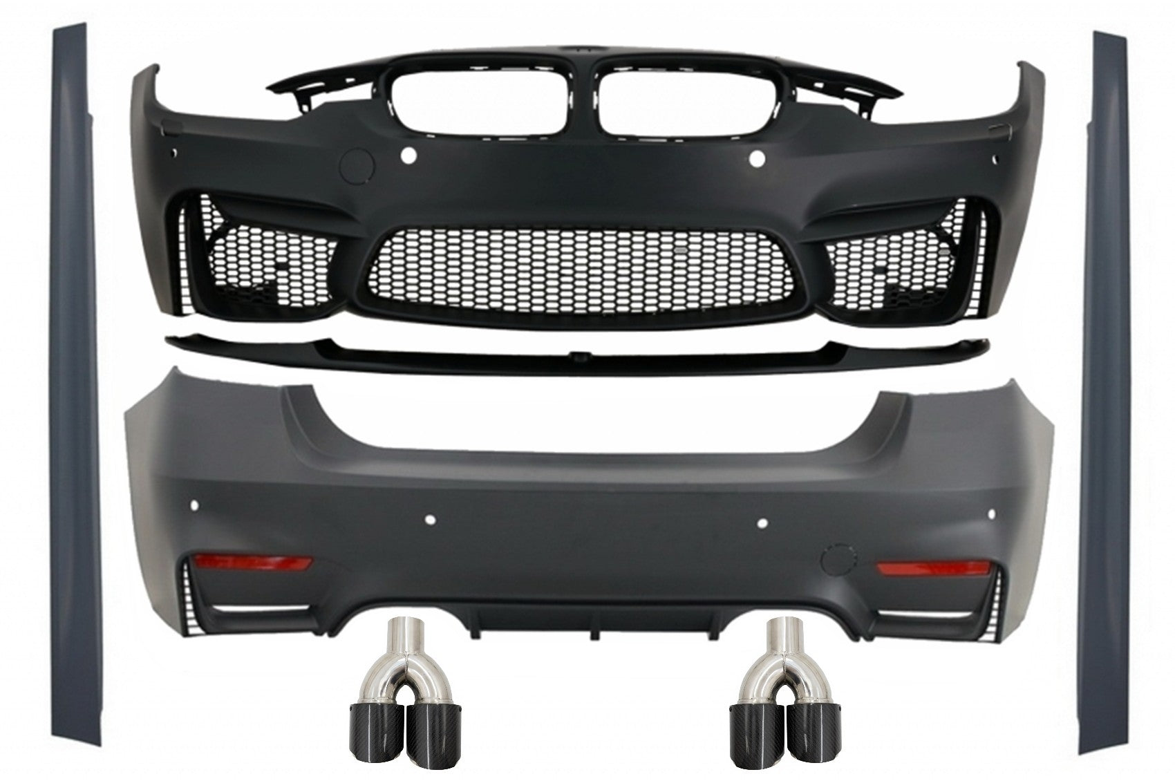 Kit für BMW F30 11-19 EVO II M3 CS Style Kohlefaser Auspuff Schalldämpfer Tipps CarPartsTuning