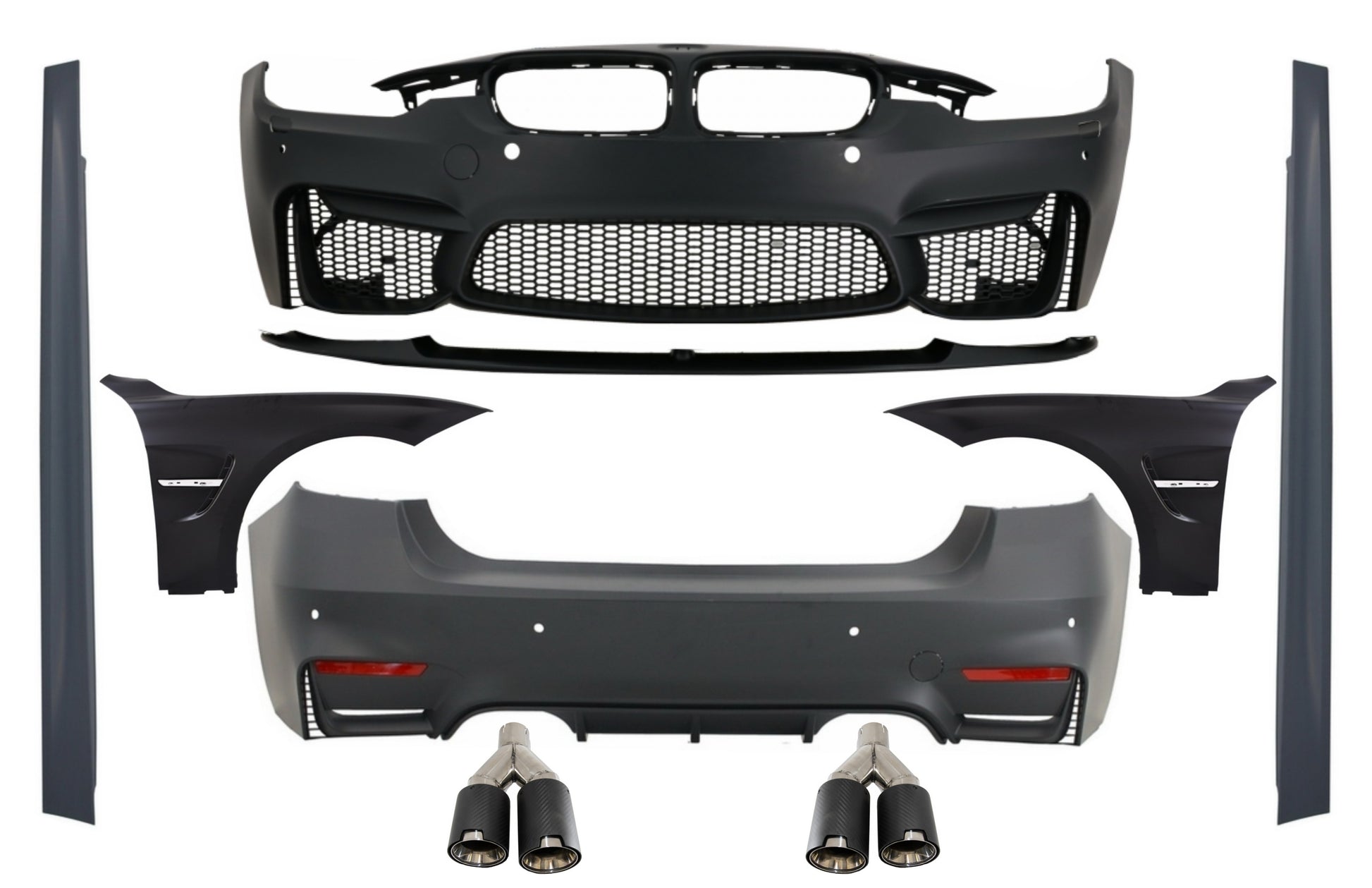 Kit mit Front-Kotflügel für BMW F30 11-19 EVO II M3 CS Style Ohne Nebel Lampen CarPartsTuning