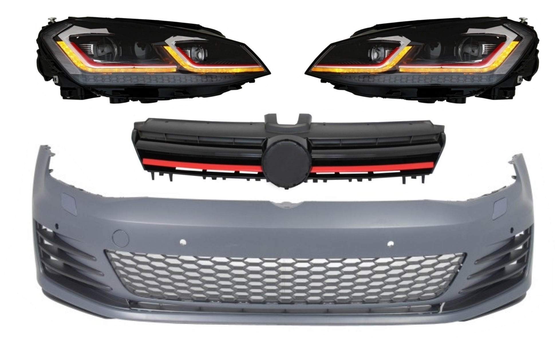Stoßstange für VW Golf VII 7 5G 13-17 LED Scheinwerfer Dynamic Gitter GTI Look- CarPartsTuning