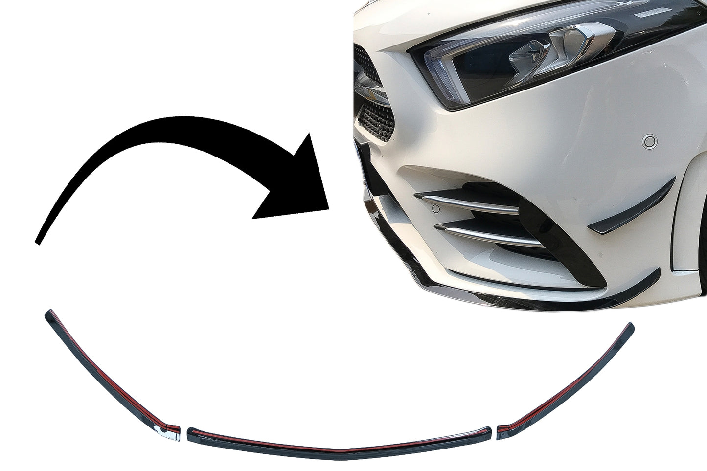 Frontstoßstange Lip Erweiterung für MERCEDES A W177 V177 04.18+ A35 Look Schwarz CarPartsTuning