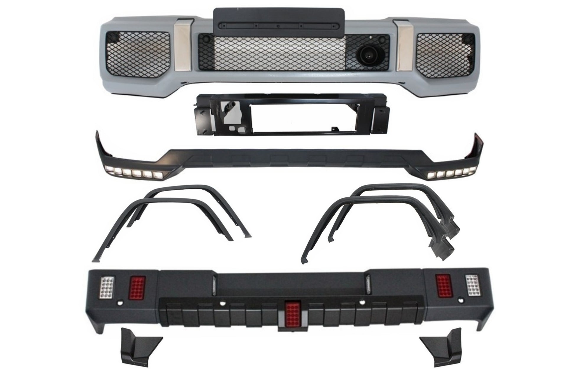 Kit für Mercedes G W463 89-13 G63 G65 Look Fender Radkästen LED DRL Spoiler CarPartsTuning