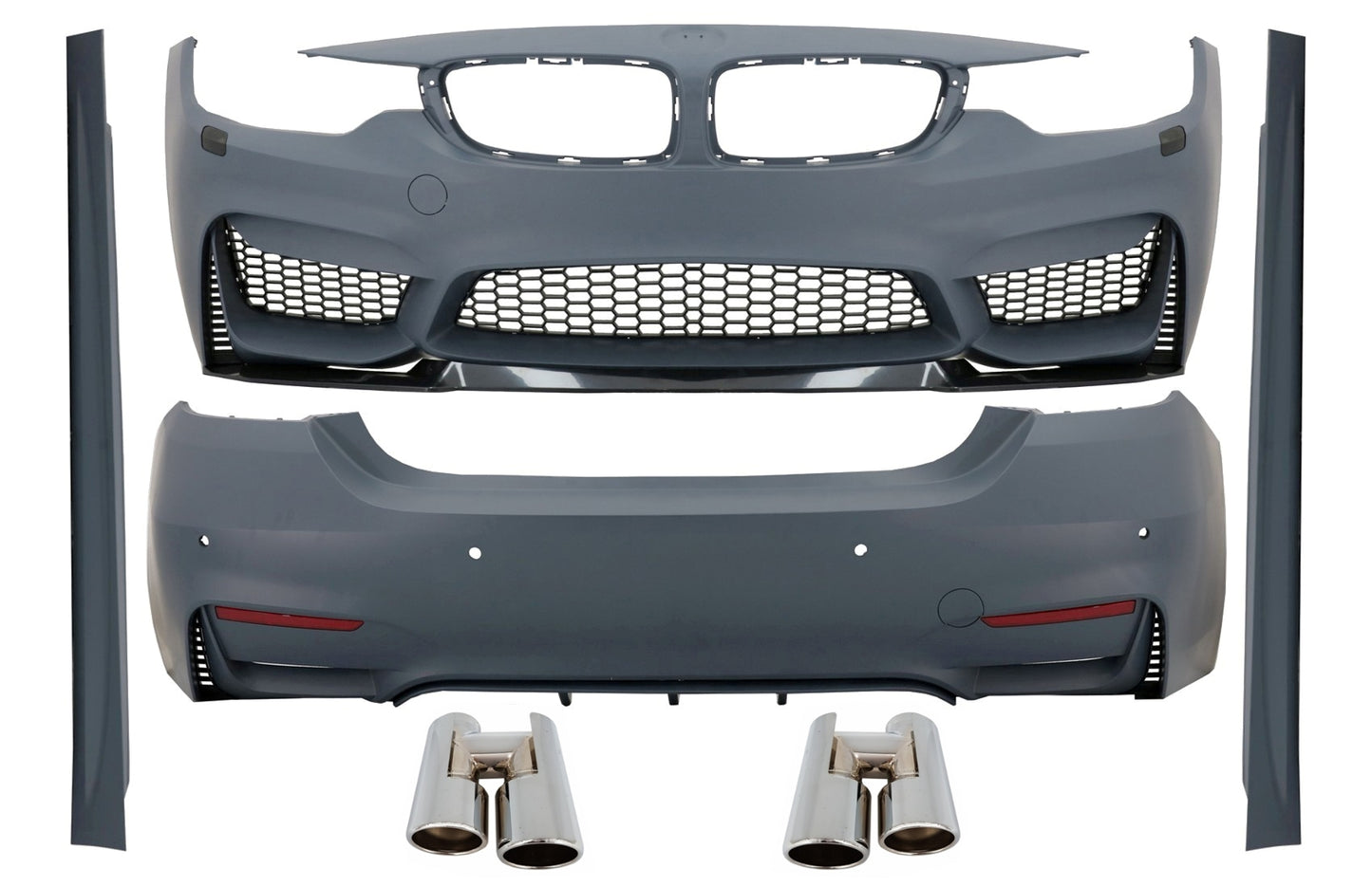 Body Kit für BMW 4er F32 F33 13 + Stoßstange Auspuffspitzen Chrom M4 Look CarPartsTuning