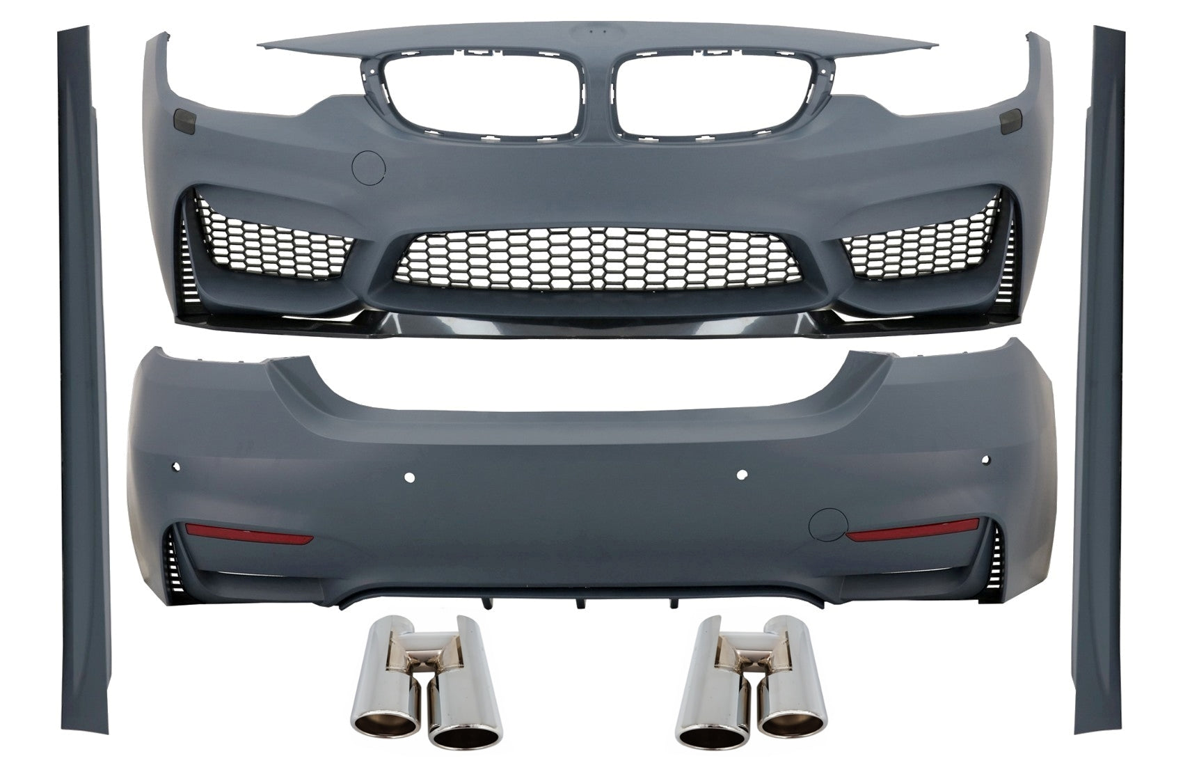 Body Kit für BMW 4er F32 F33 13 + Stoßstange Auspuffspitzen Chrom M4 Look CarPartsTuning