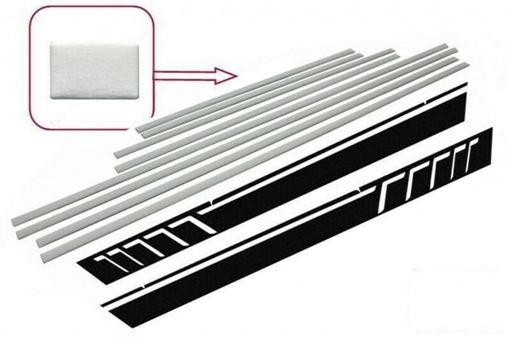 Formteile Streifen Abziehbilder Aufkleber Vinyl Schwarz für Mercedes W463 89-17 CarPartsTuning