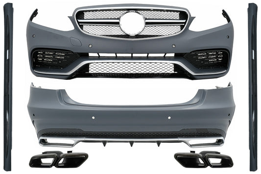 Bodykit für MERCEDES E W212 Facelift 2013-2016 E63 Look Schwarz Auspuff Tipps CarPartsTuning