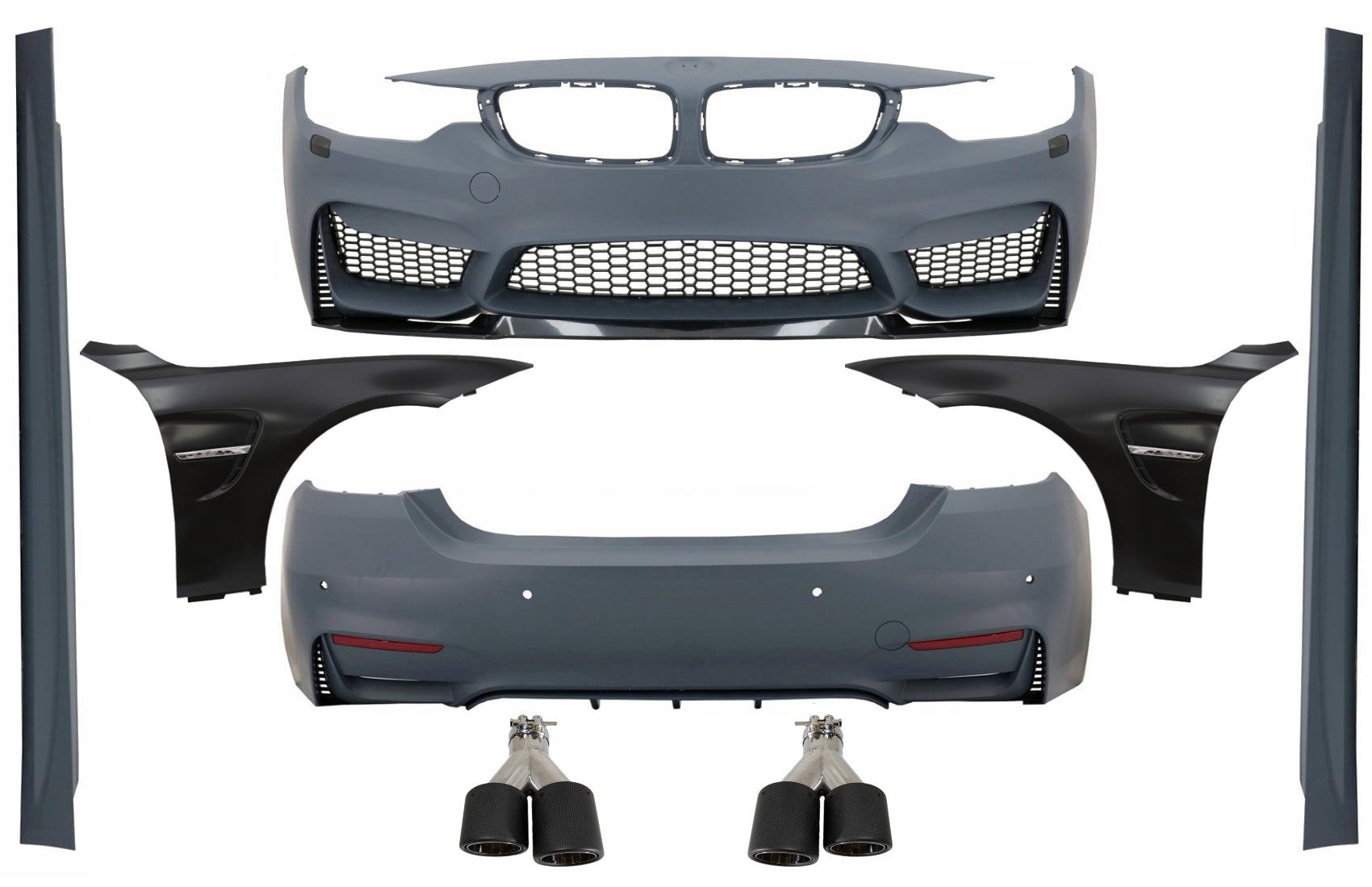 BodyKit für BMW 4er F32 F33 13+ Stoßstange Kotflügel Auspuff Carbon M4 Look CarPartsTuning