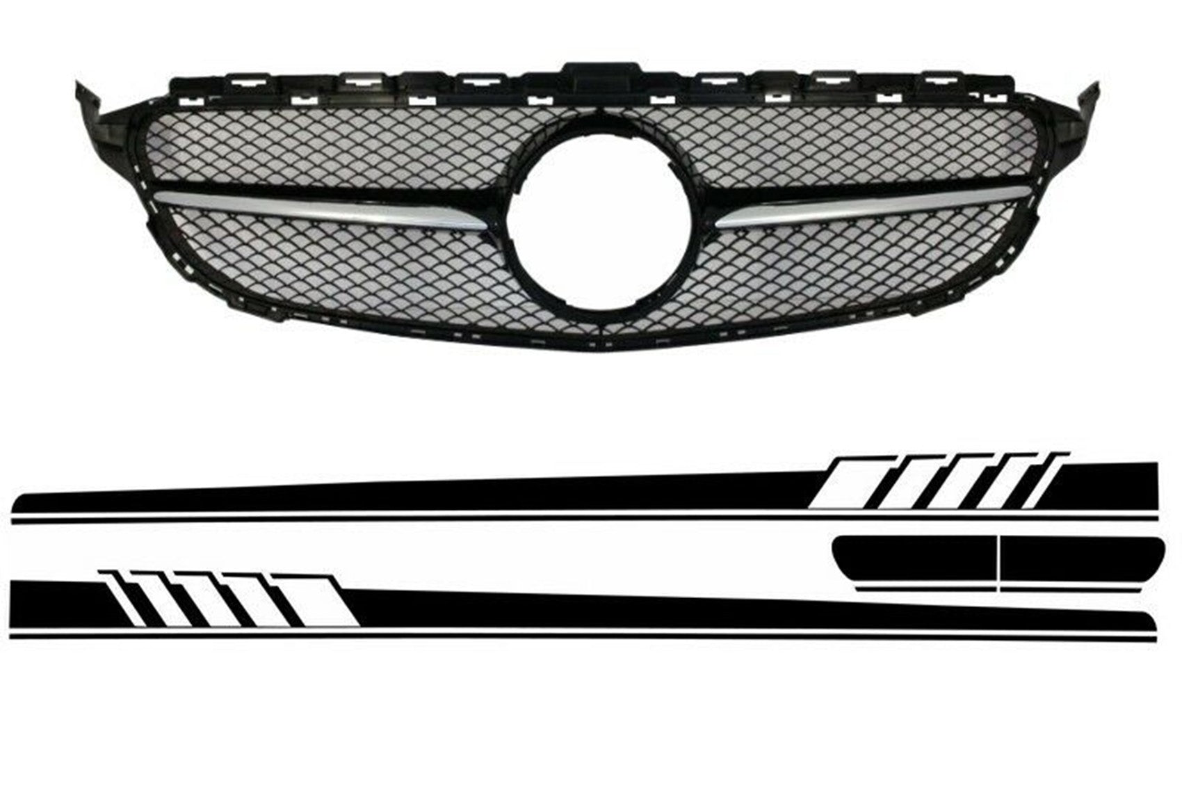 Gitter für Mercedes C C205 A205 2014-2018 C63 Look Seitenaufkleber Matt-schwarz CarPartsTuning