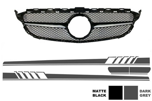 Gitter für Mercedes C C205 A205 2014-2018 C63 Look Seitenaufkleber Dunkelgrau CarPartsTuning