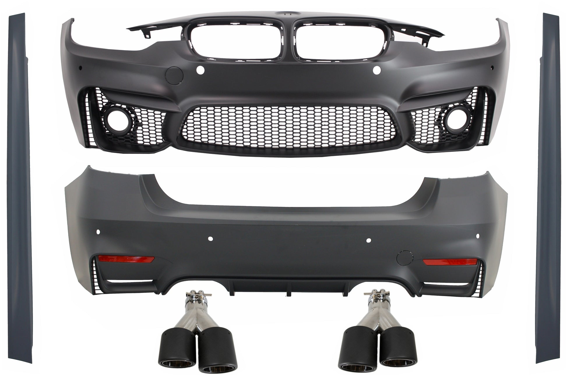 Body Kit für BMW 3 F30 11-19 Stoßstange Auspuffspitzen Carbon EVO II M3 CS Look CarPartsTuning