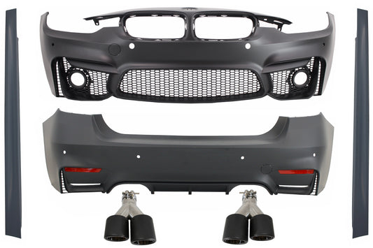 Body Kit für BMW 3 F30 11-19 Stoßstange Auspuffspitzen Carbon EVO II M3 CS Look CarPartsTuning