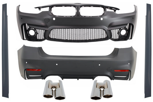 Body Kit für BMW F30 11-19 Stoßstange Auspuffspitzen Chrom EVO II M3 CS Design CarPartsTuning