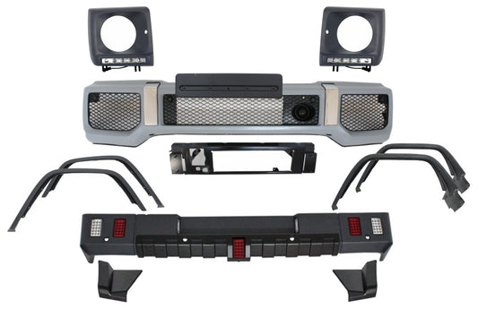 Bodykit für Mercedes G W463 89-18 G63 G65 Look Radkästen Scheinwerferblenden LED DRL CarPartsTuning