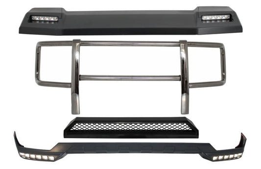 Kit BullBar Spoiler Lippe LED DRL Erweiterung für Mercedes G W463 1989-2018 CarPartsTuning