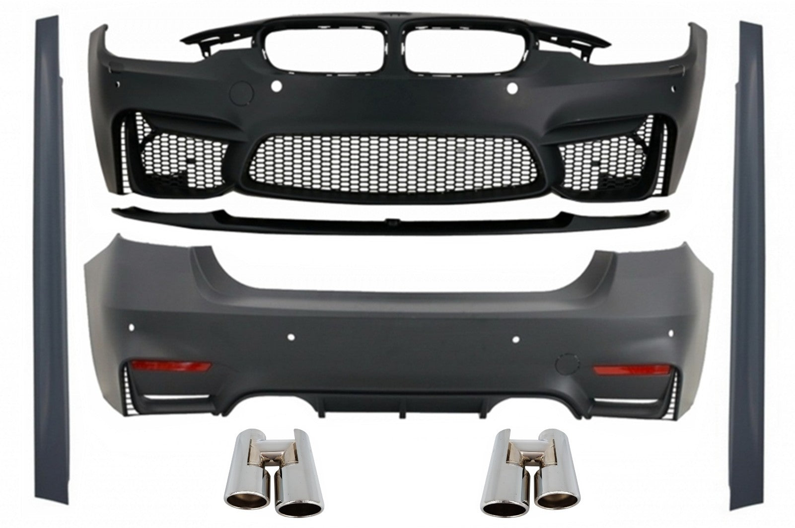Body Kit für BMW F30 11-19 Stoßstange Auspuffspitzen Chrome EVO II M3 CS Style CarPartsTuning