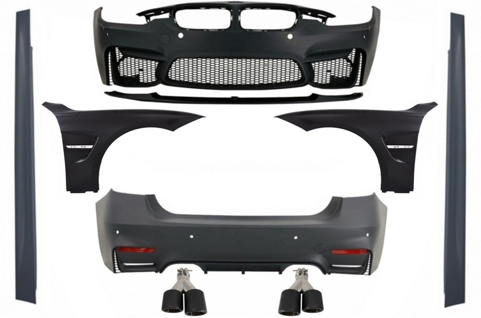 Body Kit für BMW F30 11-19 Stoßstange Auspuffspitzen Carbon EVO II M3 CS Style CarPartsTuning