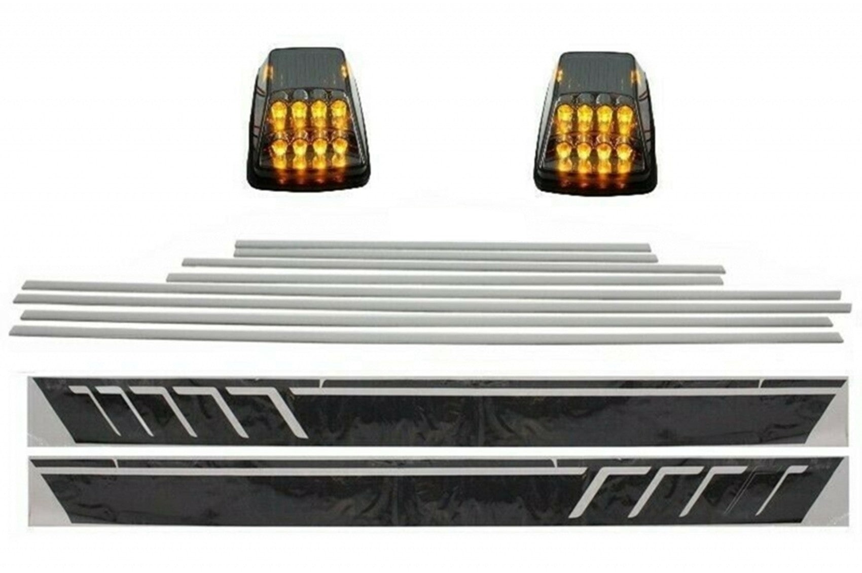 Add On Türleisten Seitenaufkleber Lichter drehen für MERCEDES W463 89-15 Schwarz CarPartsTuning