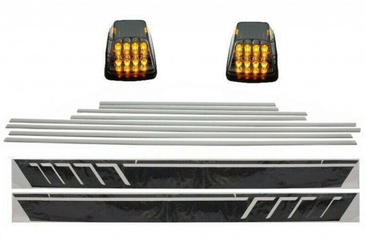 Add On Türleisten Seitenaufkleber Lichter drehen für MERCEDES W463 89-15 Schwarz CarPartsTuning