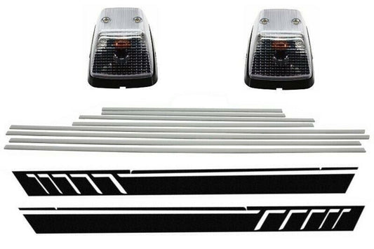 Streifen Aluminium Aufkleber Schwarz Lichter drehen für Mercedes G W463 89-15 CarPartsTuning