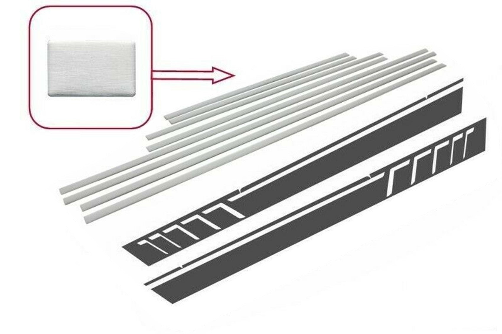 Add On Tür Streifen Aluminium Seite Aufkleber Dunkelgrau für Mercedes W463 89-15 CarPartsTuning