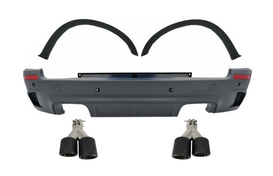 Heckstoßstange für BMW X5 E70 07-13 M Look Fender Zwilling Auspuff Kohlenstoff CarPartsTuning