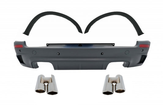 Heckstoßstange für BMW X5 E70 07-13 X5M Look Fender Fackeln Auspuff Tipps Chrom CarPartsTuning