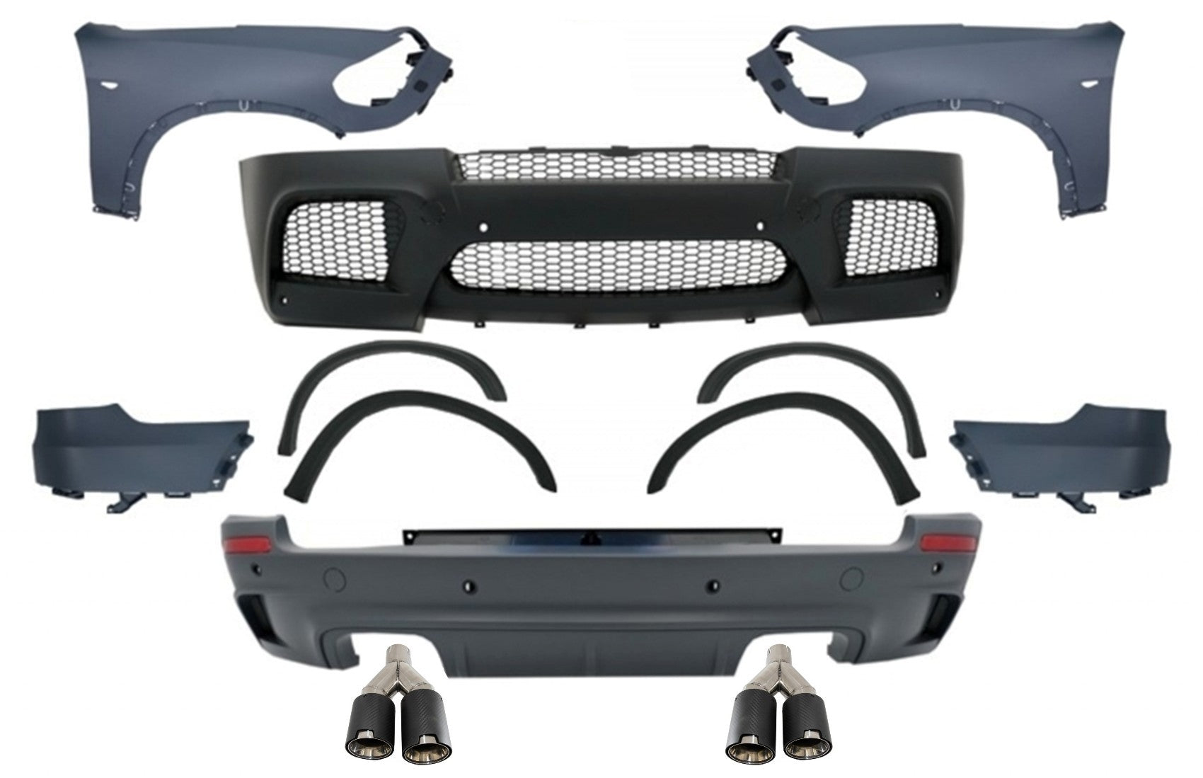 Bodykit für BMW X5 E70 07-13 X5M M Look Kotflügel Doppelauspuffblenden Carbon CarPartsTuning