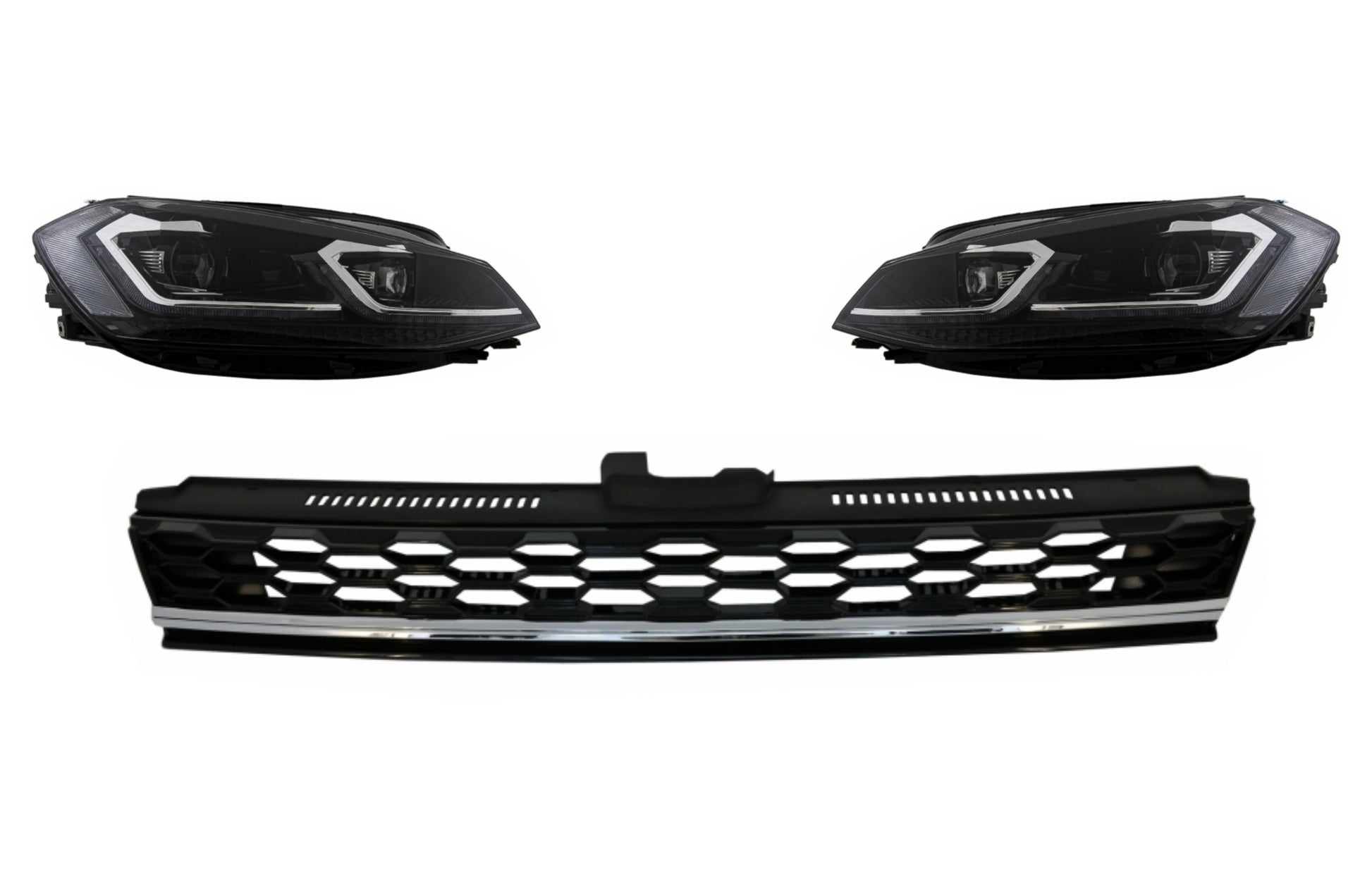 Badgeless Khlergrill für VW Golf 7.5 VII Facelift 17+ LED Scheinwerfer GTI Look CarPartsTuning