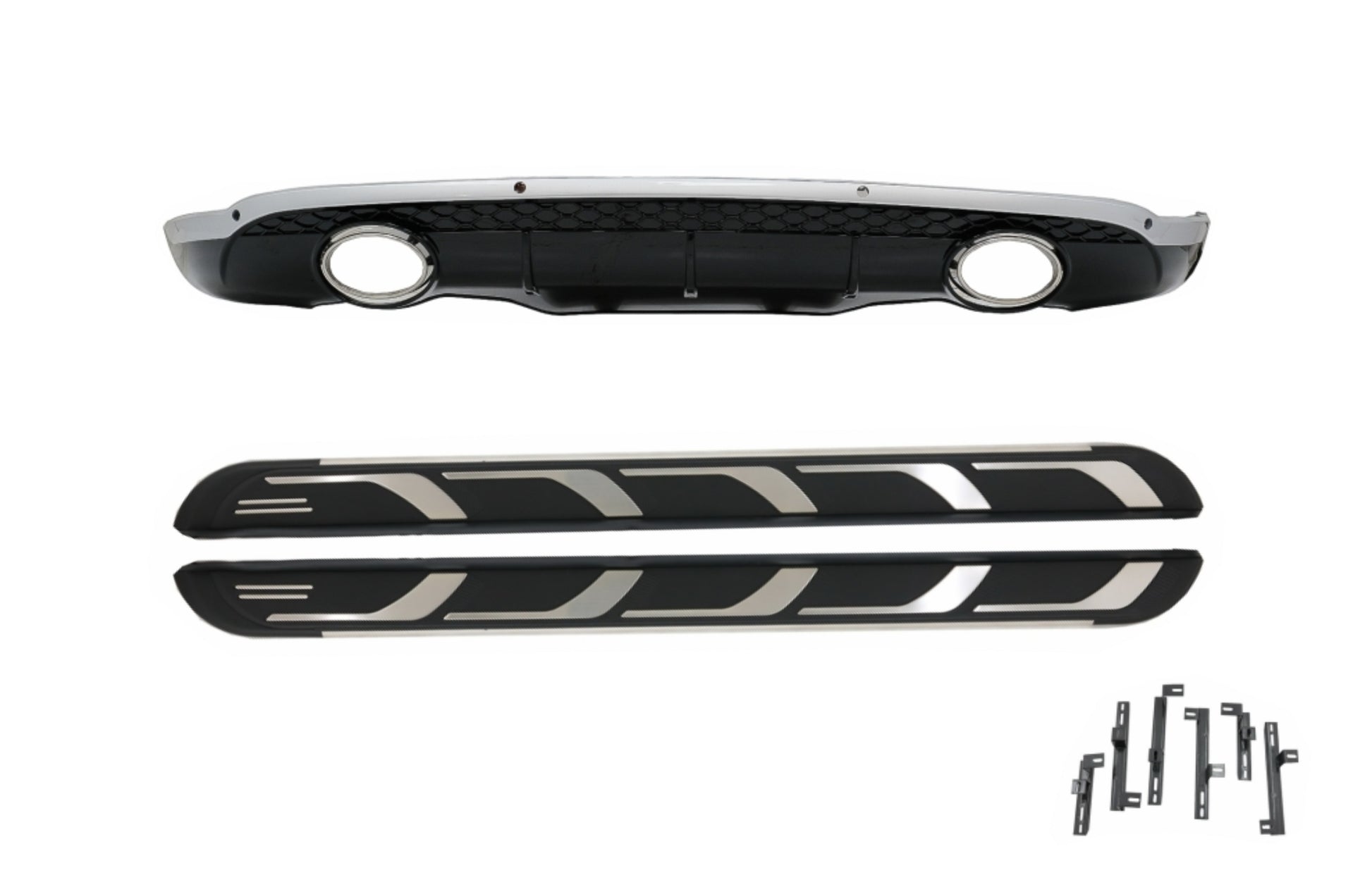 Heckdiffusor für AUDI Q5 8R 11.08-16 Seitenschritte S-Line Look Schwarzes Chrom CarPartsTuning