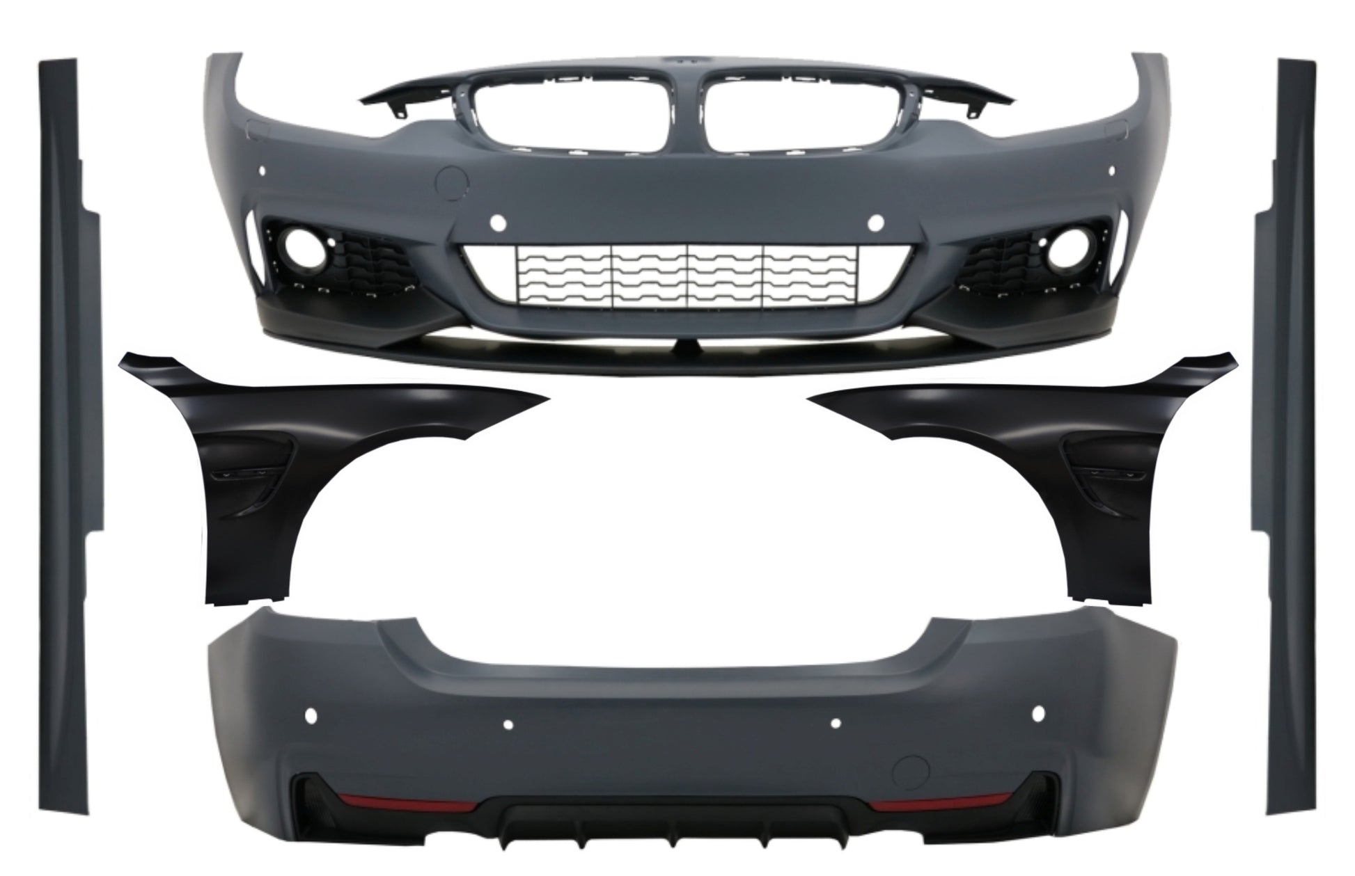 Kit mit Vordere Kotflügel Schwarz für BMW 4 F32 F33 13-02.17 M-Performance Look CarPartsTuning