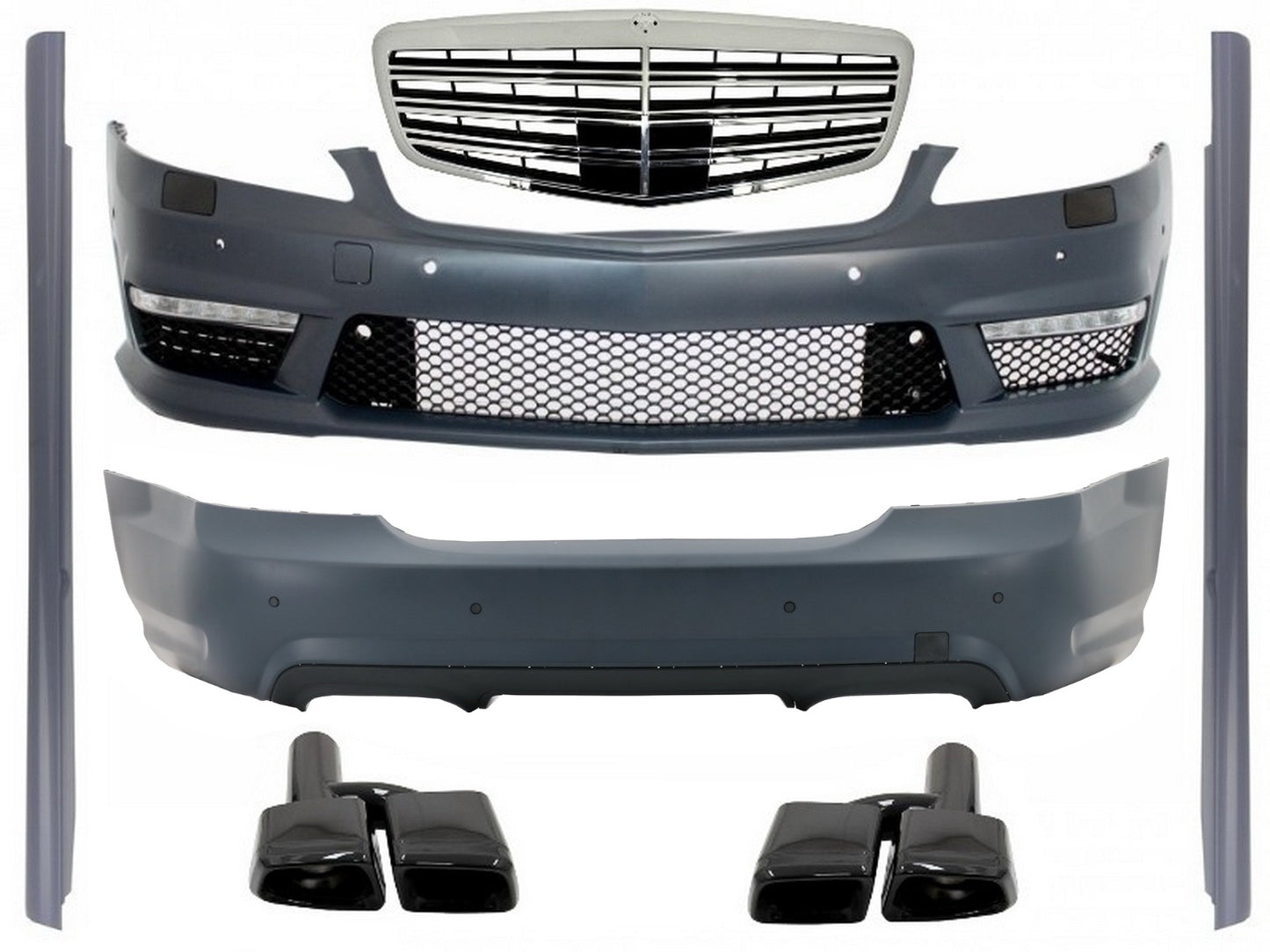 Bodykit für Mercedes W221 S-Klasse 05-11 S63 S65 Look Stoßstange Auspuff CarPartsTuning