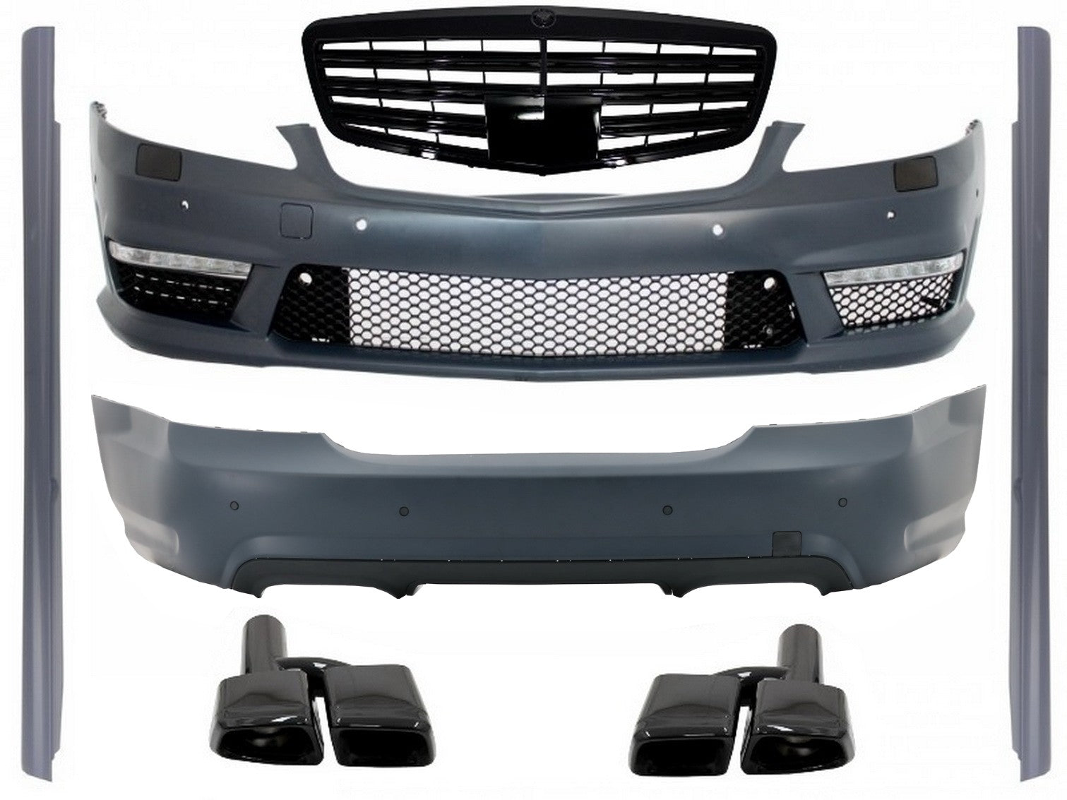 Bodykit für Mercedes W221 S-Klasse 05-11 S63 S65 Look Stoßstange Auspuff CarPartsTuning