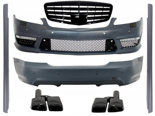 Bodykit für Mercedes W221 S-Klasse 05-11 S63 S65 Look Stoßstange Auspuff CarPartsTuning
