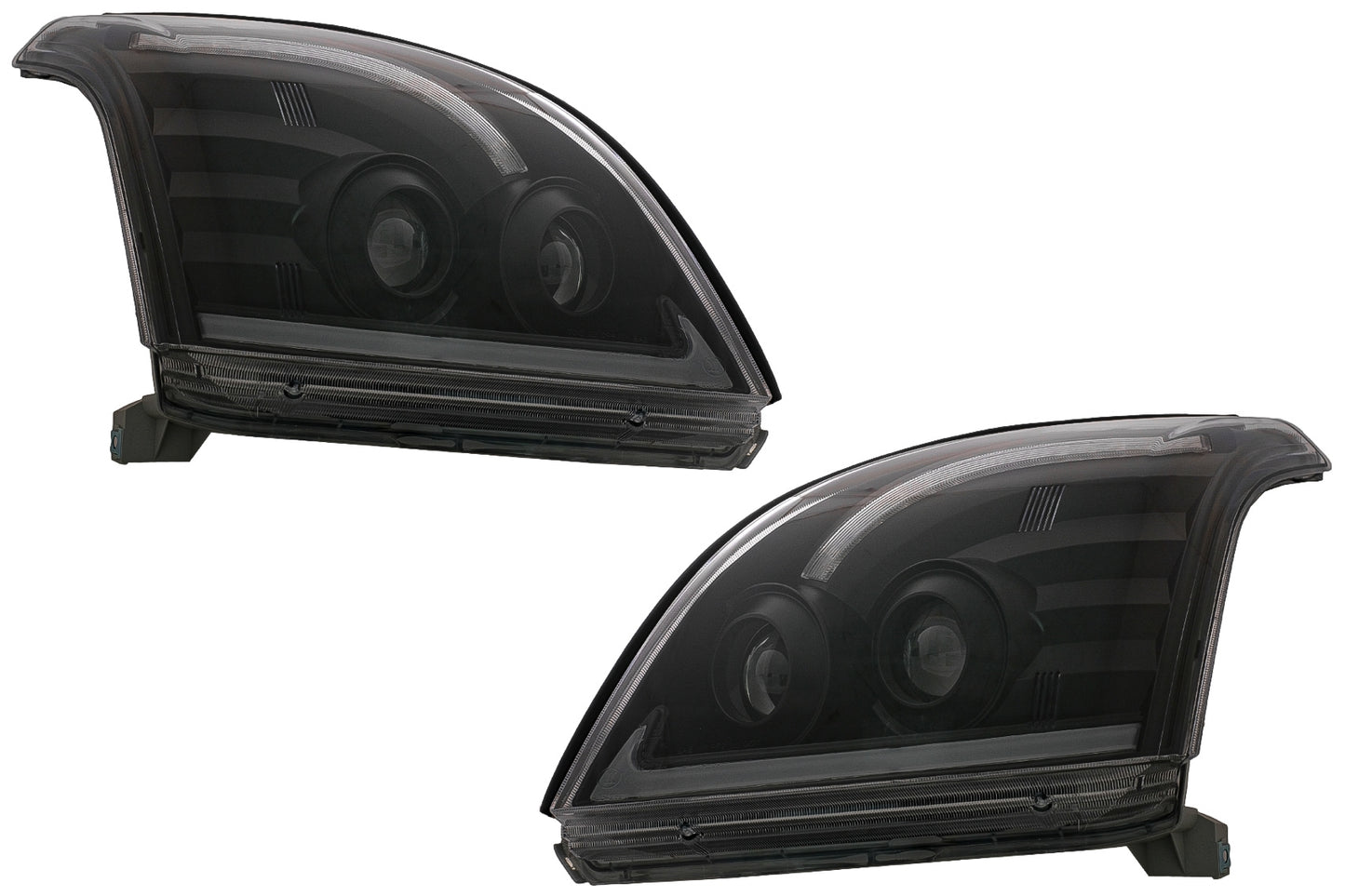 TUBE LIGHT LED Scheinwerfer passend für TOYOTA Land Cruiser FJ120 (2003-2009) Schwarz mit dynamischem Blinker LHD KITT Lightning