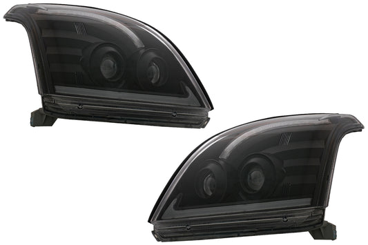 TUBE LIGHT LED Scheinwerfer passend für TOYOTA Land Cruiser FJ120 (2003-2009) Schwarz mit dynamischem Blinker LHD KITT Lightning
