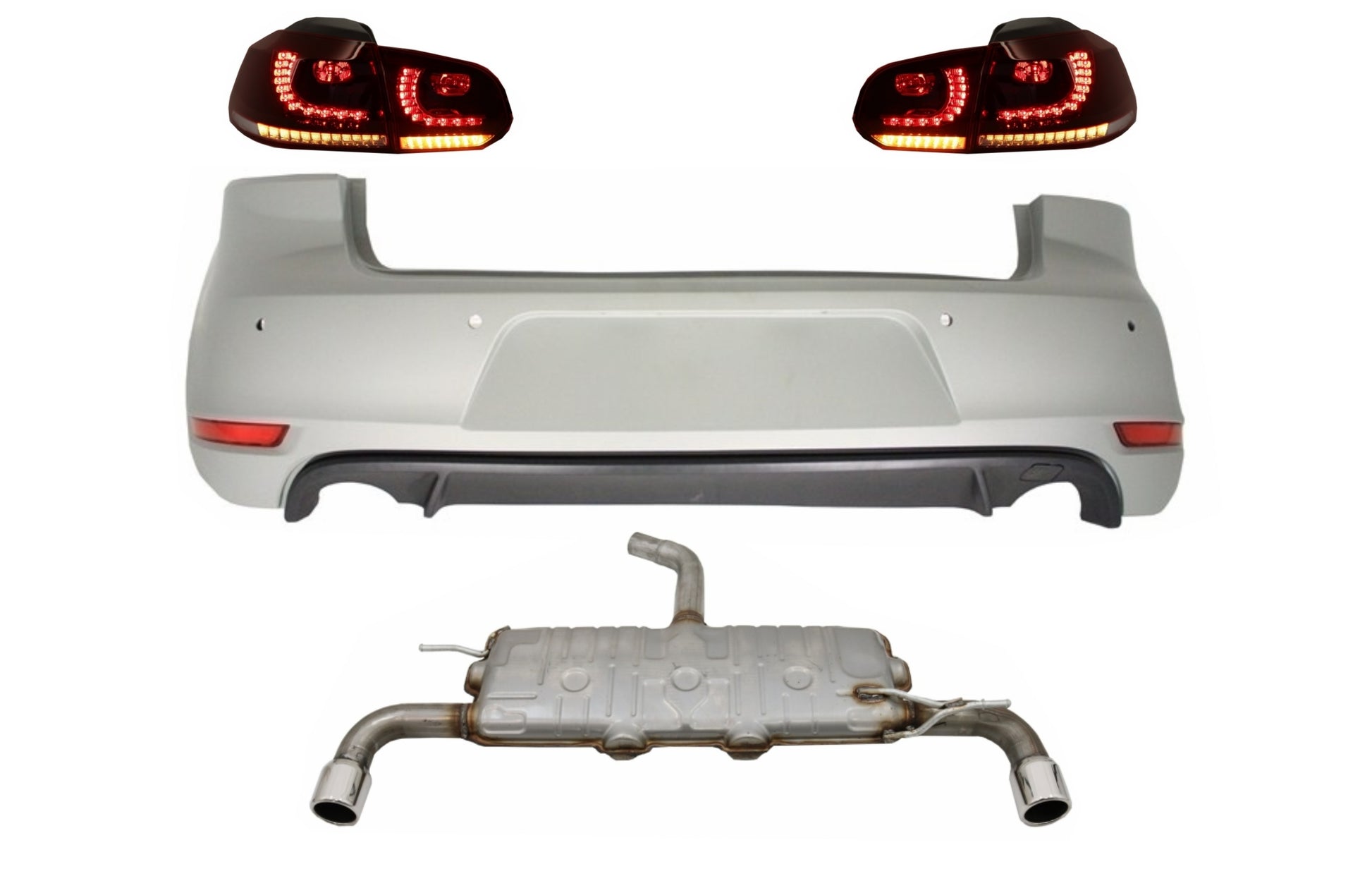 Stoßstange für VW Golf 6 VI 08-12 Auspuff Rücklichter LED Dynamic Light GTI Look CarPartsTuning