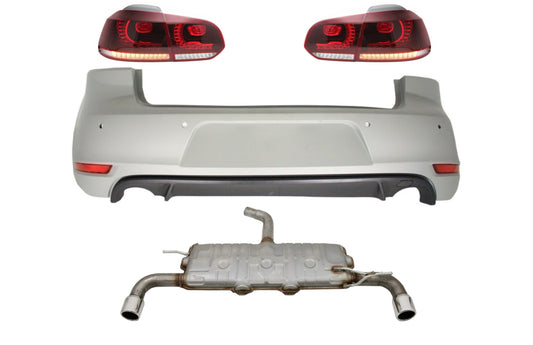 Stoßstange für VW Golf 6 VI 08-12 Auspuff Rücklichter LED Kirschrot GTI Look CarPartsTuning
