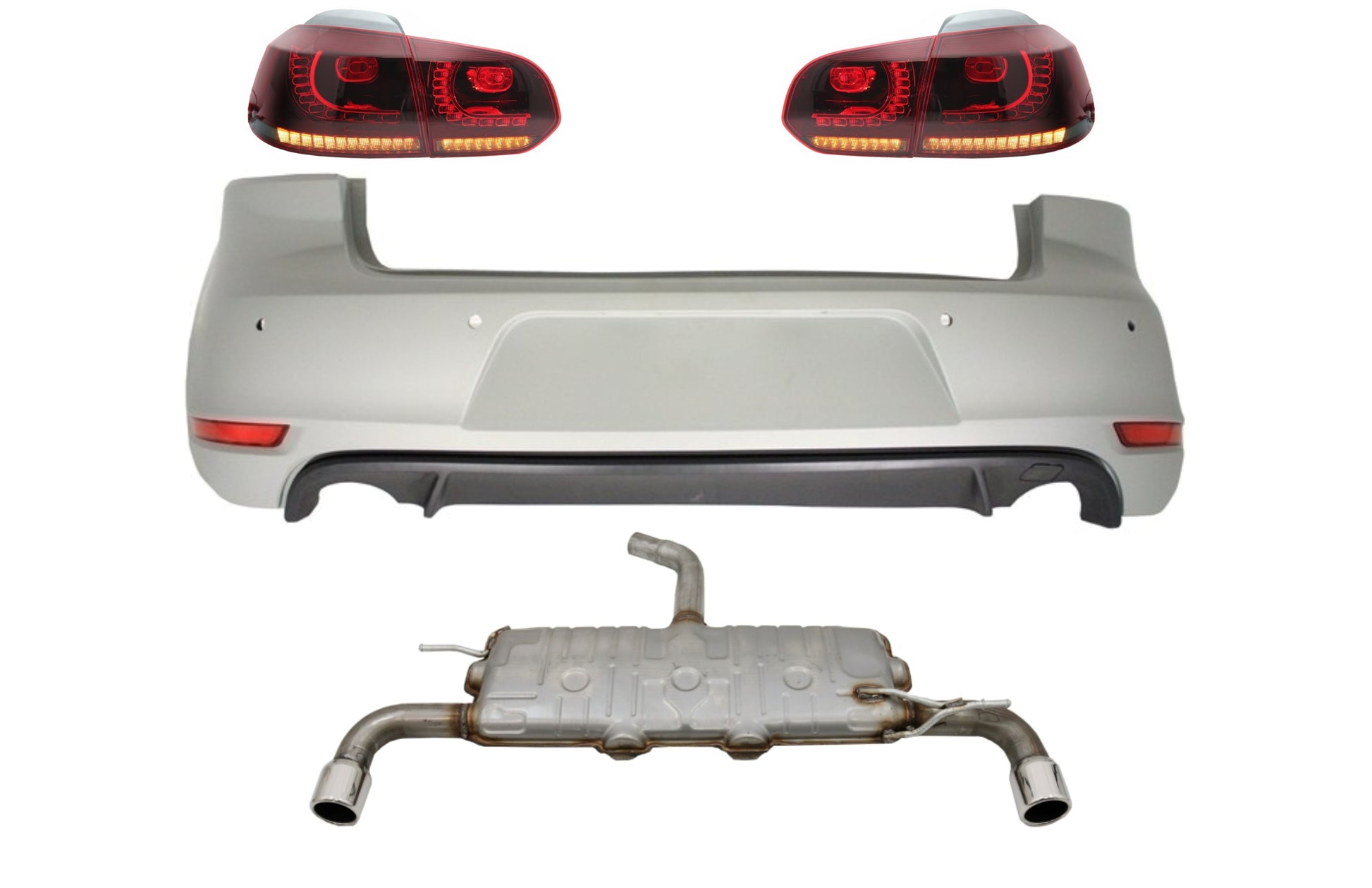 Stoßstange für VW Golf 6 VI 08-12 Auspuff Rücklichter LED Dynamic Light GTI Look CarPartsTuning