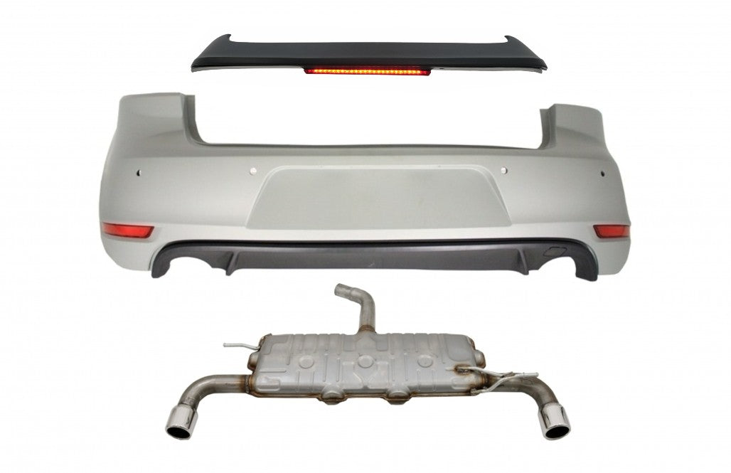 Heckstoßstange für VW Golf 6 VI 08-12 Dachspoiler Bremslicht Auspuff GTI Design CarPartsTuning