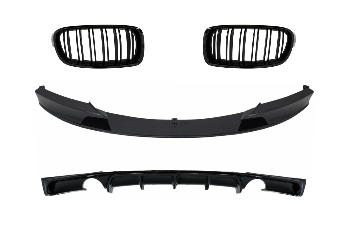 Frontspoiler für BMW 3er F30 F31 11-19 Gitter Diffusor M Design Glänzend schwarz Carpartstuning Austria
