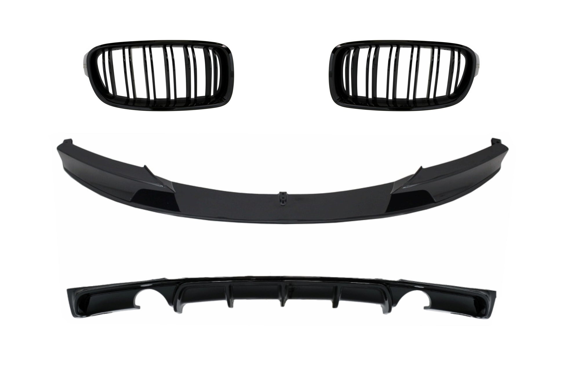 Frontspoiler für BMW 3er F30 F31 11-19 Gitter Diffusor M Design Glänzend schwarz Carpartstuning Austria