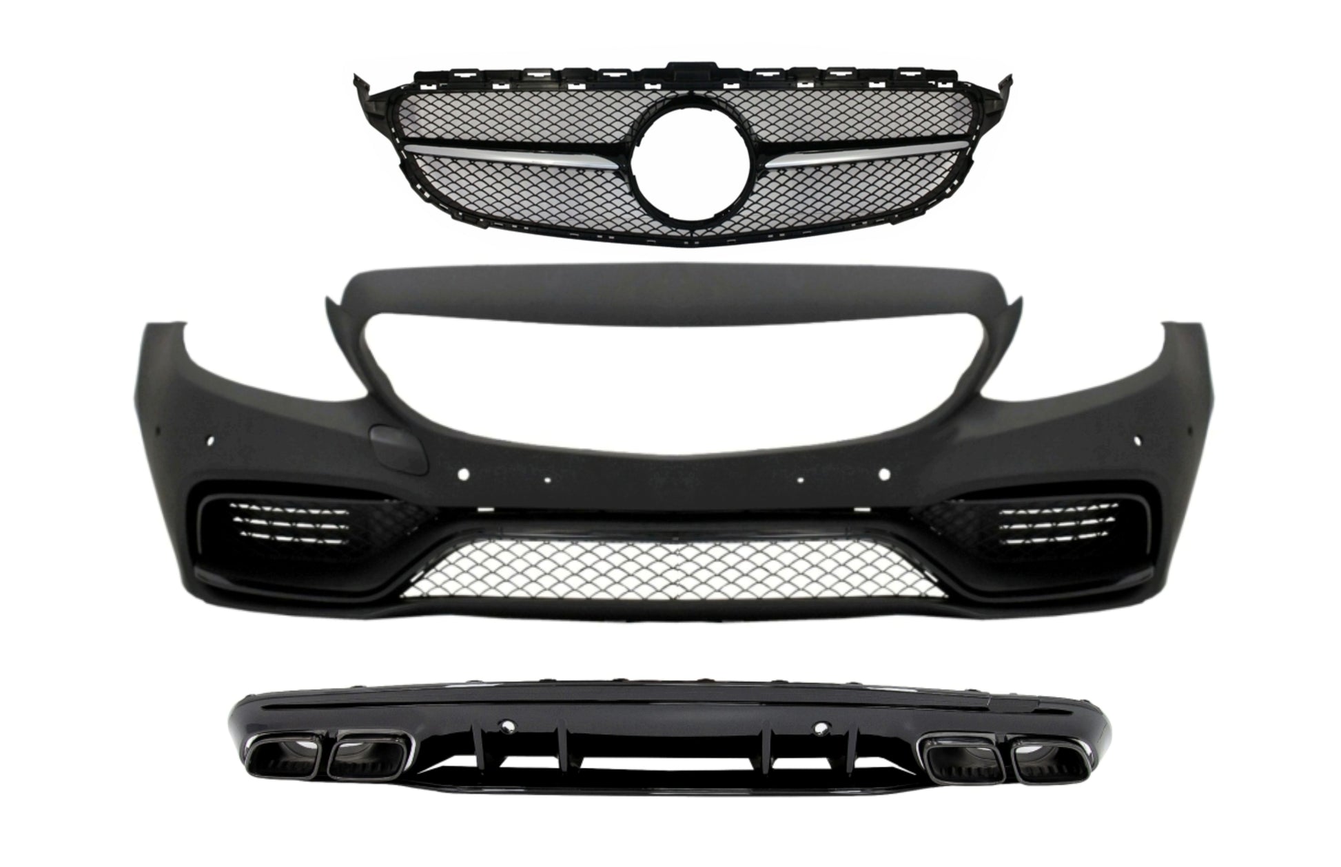 Frontstoßstange & Gitter und Diffusor für MERCEDES C W205 S205 14-18 C63 Look CarPartsTuning