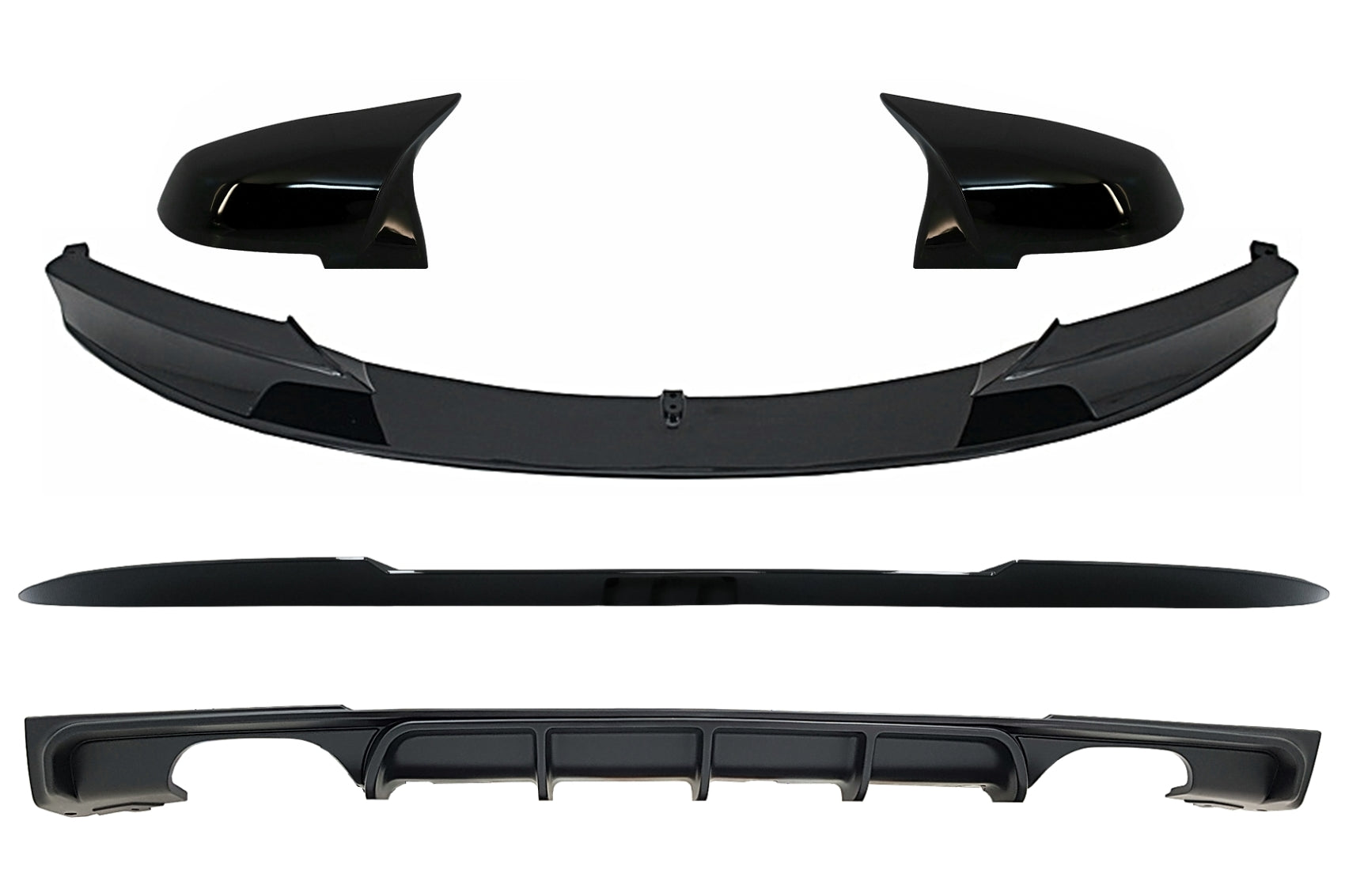 Bodykit für BMW 3er F30 Limousine 11-19 Spoilerlippe Spiegel M Design Schwarz CarPartsTuning