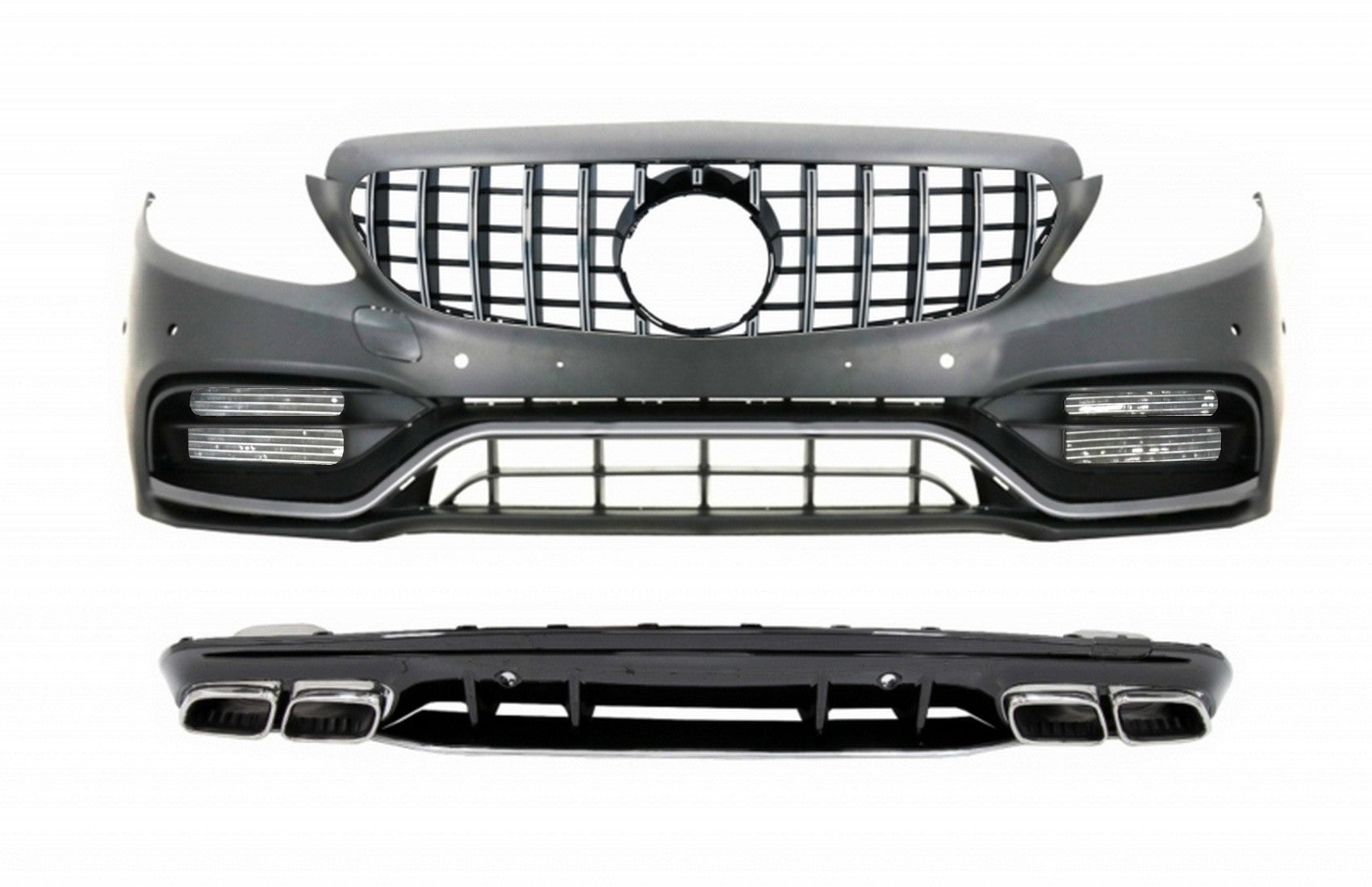 Stoßstange für Mercedes W205 S205 AMG Linie 14-20 C63S Kühlergrill Diffusor Tipps CarPartsTuning