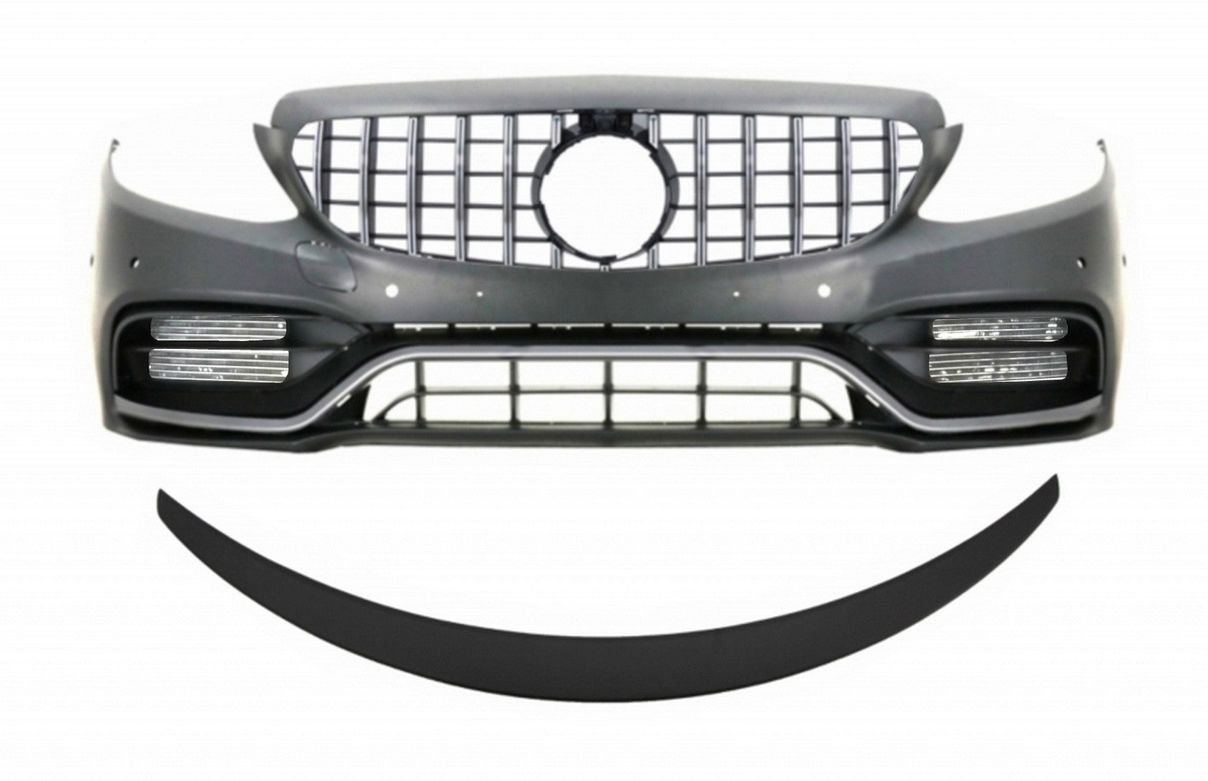 Stoßstange für Mercedes C C205 14-18 C63 GT-R Look Gitter Kofferraumspoiler matt CarPartsTuning