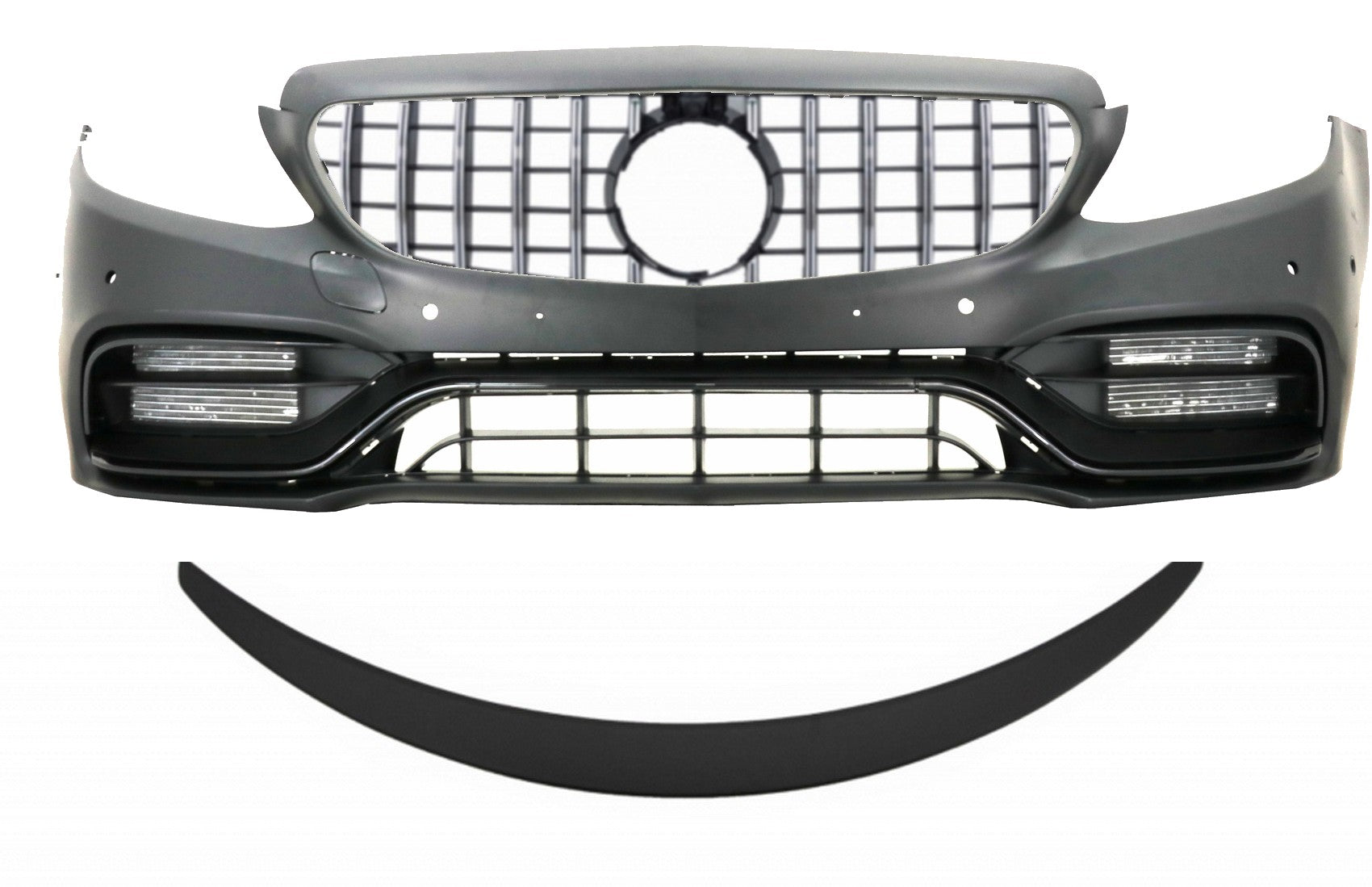 Stoßstange für Mercedes C205 14-18 C63 Look Gitter Heckspoiler Matt-schwarz CarPartsTuning