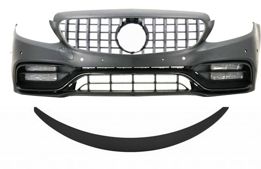 Stoßstange für Mercedes C205 14-18 C63 Look Gitter Heckspoiler Matt-schwarz CarPartsTuning
