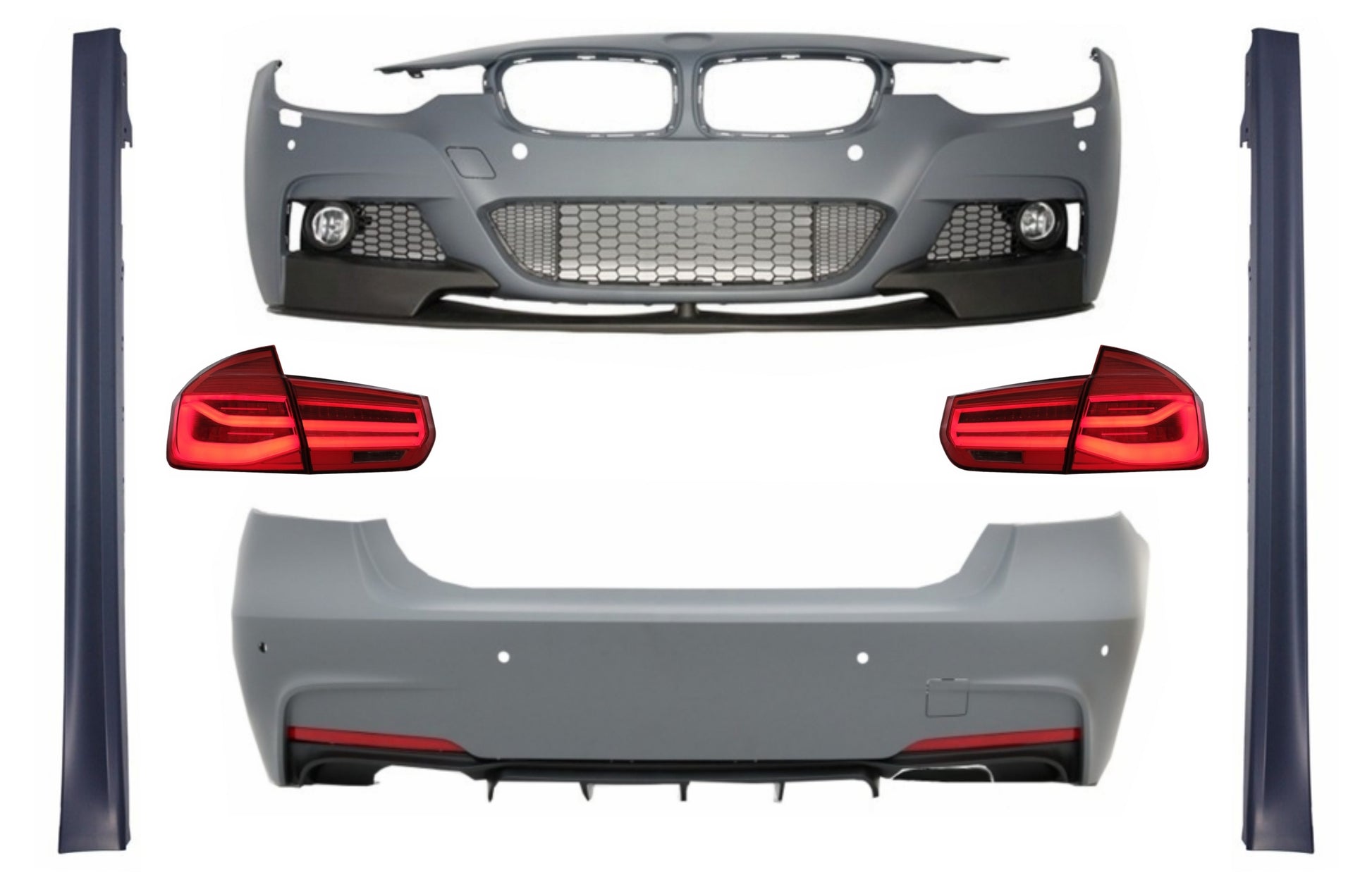 Body Kit für BMW 3er F30 11-19 Stoßstange Diffusor LED Rücklichter M Look CarPartsTuning