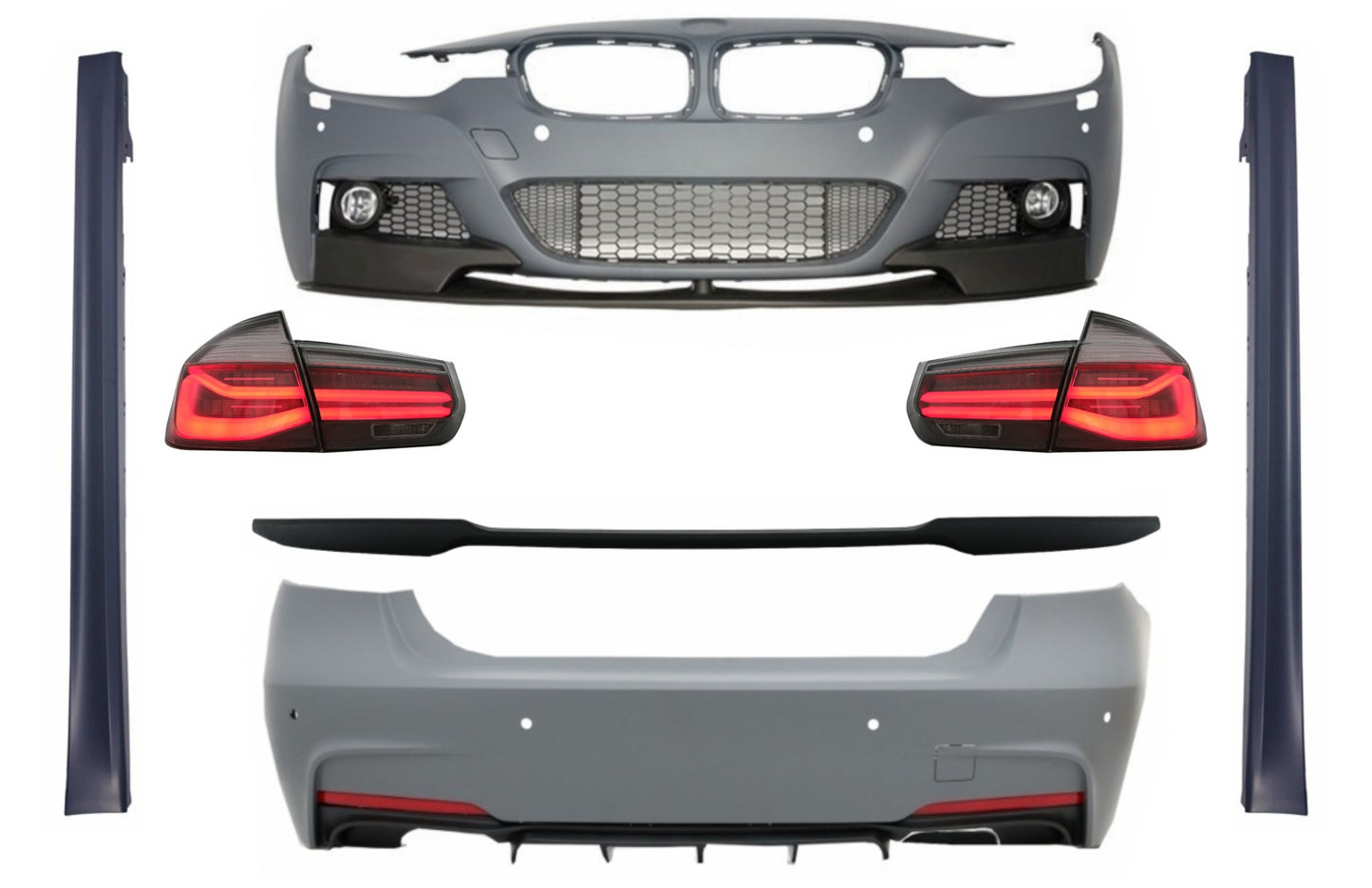 Body Kit für BMW 3er F30 11-19 Stoßstange Diffusor LED Rücklichter M Look CarPartsTuning
