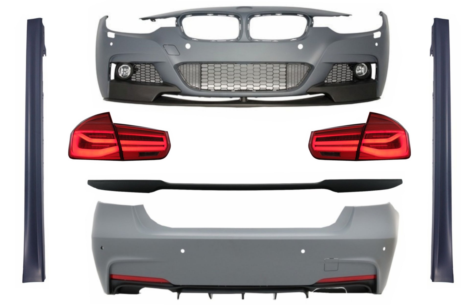Body Kit für BMW 3er F30 11-19 Stoßstange Diffusor LED Rücklichter M Look CarPartsTuning